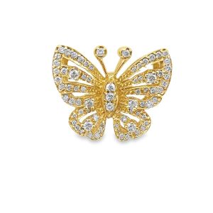Estate Yellow Gold and Diamond Butterfly Slide Pendant by Sonya B