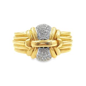 Estate Yellow Gold and Diamond Bangle Bracelet