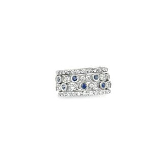 Estate (4) White Gold Sapphire and Diamond Wedding Bands