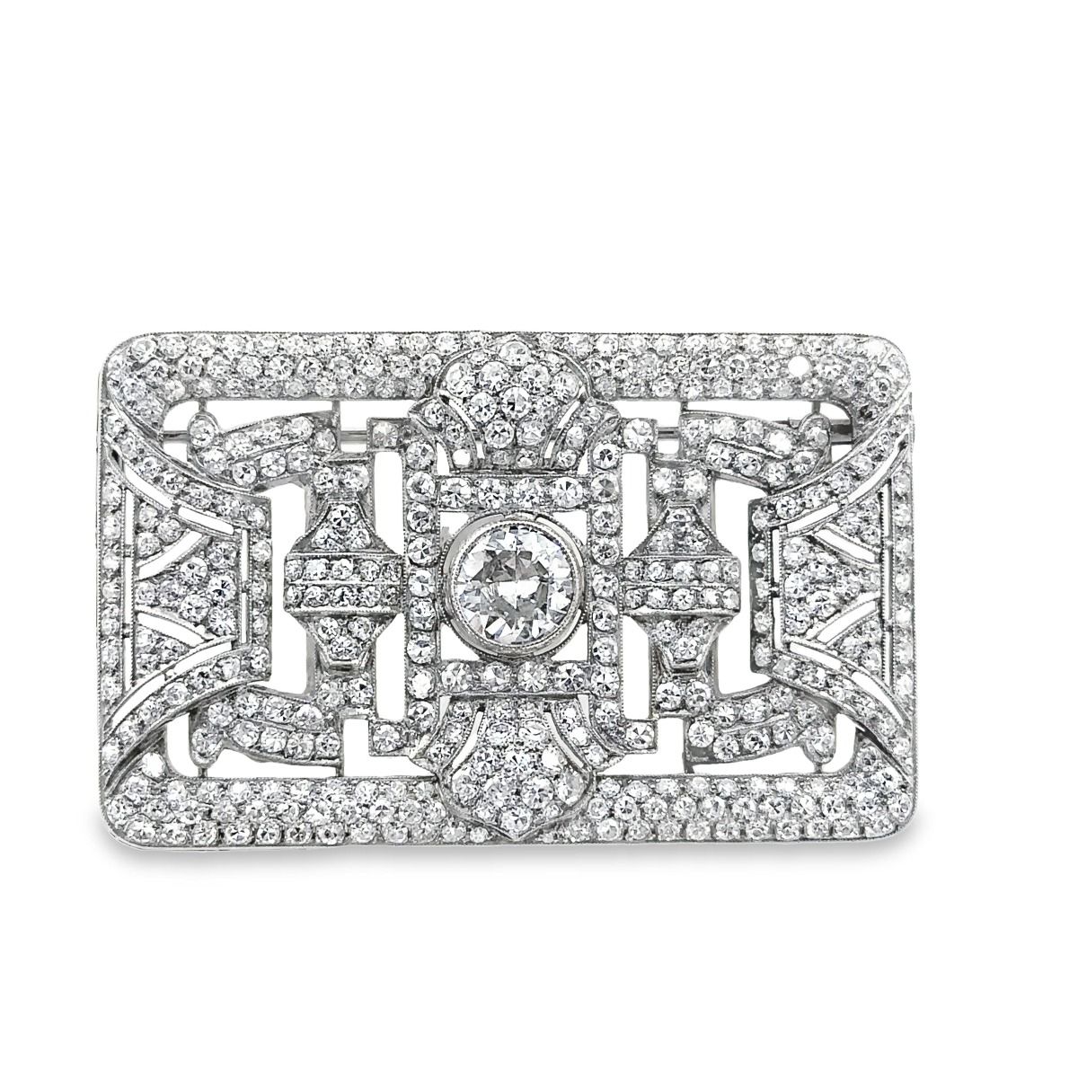 Estate Art Deco Platinum and Diamond Brooch/Pendant