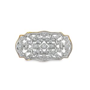 Estate Art Deco Gold Platinum and Diamond Brooch/Pendant