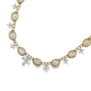 Estate Yellow Gold and Pave Set Diamond Necklace