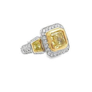 Estate Contemporary Fancy Intense Yellow Diamond Engagement