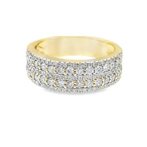Estate Yellow Gold and Pave Diamond Ring