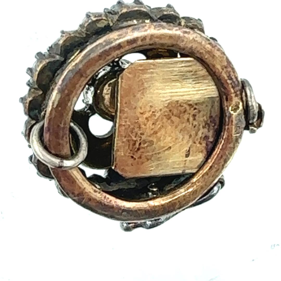 Estate Yellow Gold Circular Diamond Open Frame Tudor Rose Design Set Clasp from The Netherlands