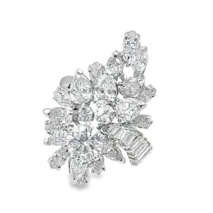 Estate 1950's Platinum and Diamond Cluster Ring