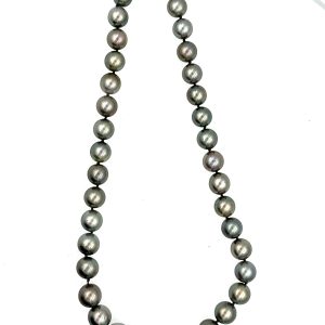 Estate Cultured Grey Tahitian Pearl and Diamond Necklace