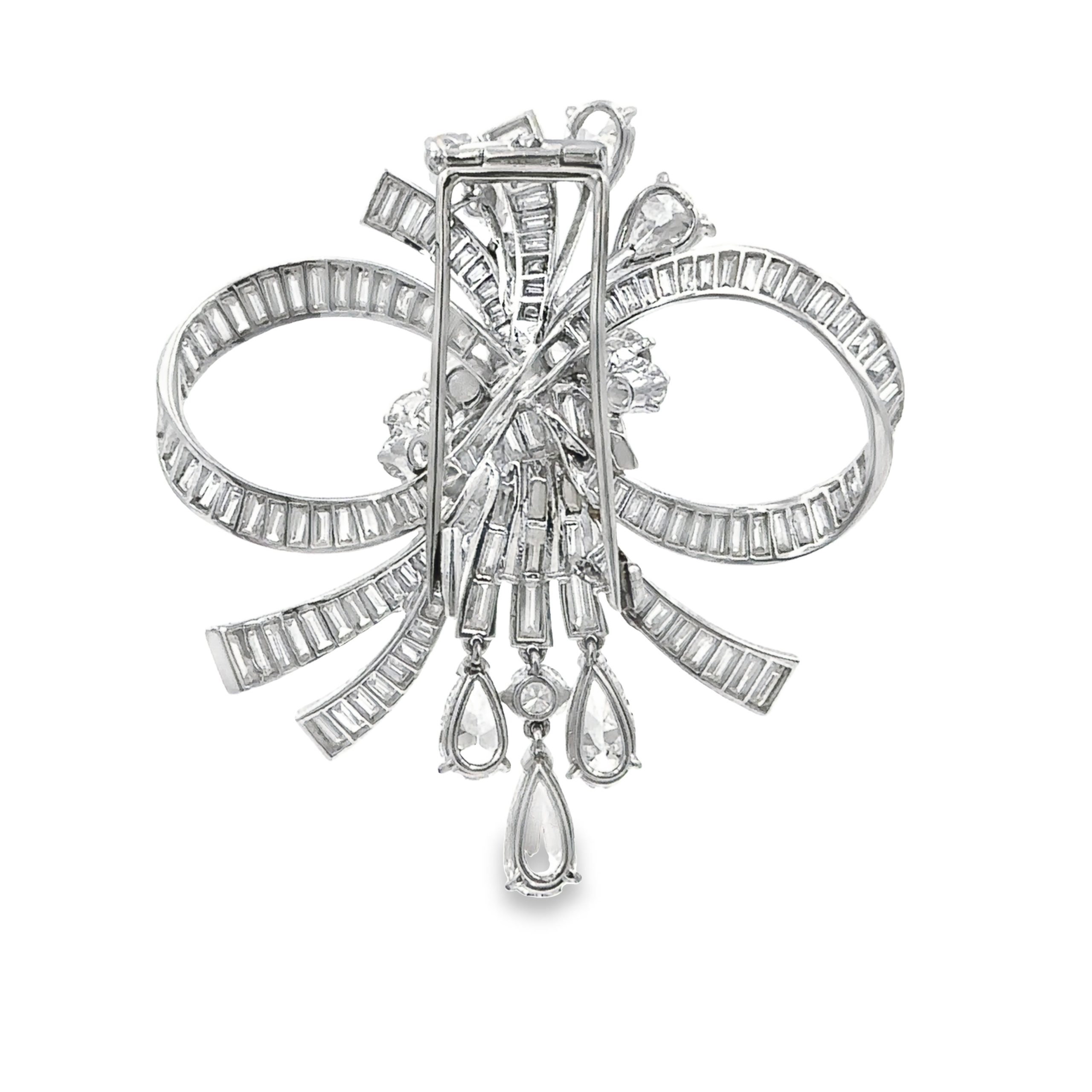 Estate Vintage Platinum and Diamond Bow Brooch