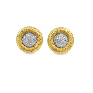 Estate Yellow Gold and Diamond Button Earrings