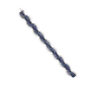 Estate White Gold Diamond and Sapphire Fan Bracelet by Miseno