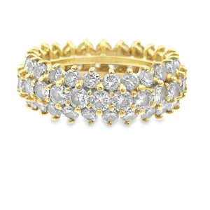 Estate Yellow Gold and Diamond Triple Row Eternity Ring