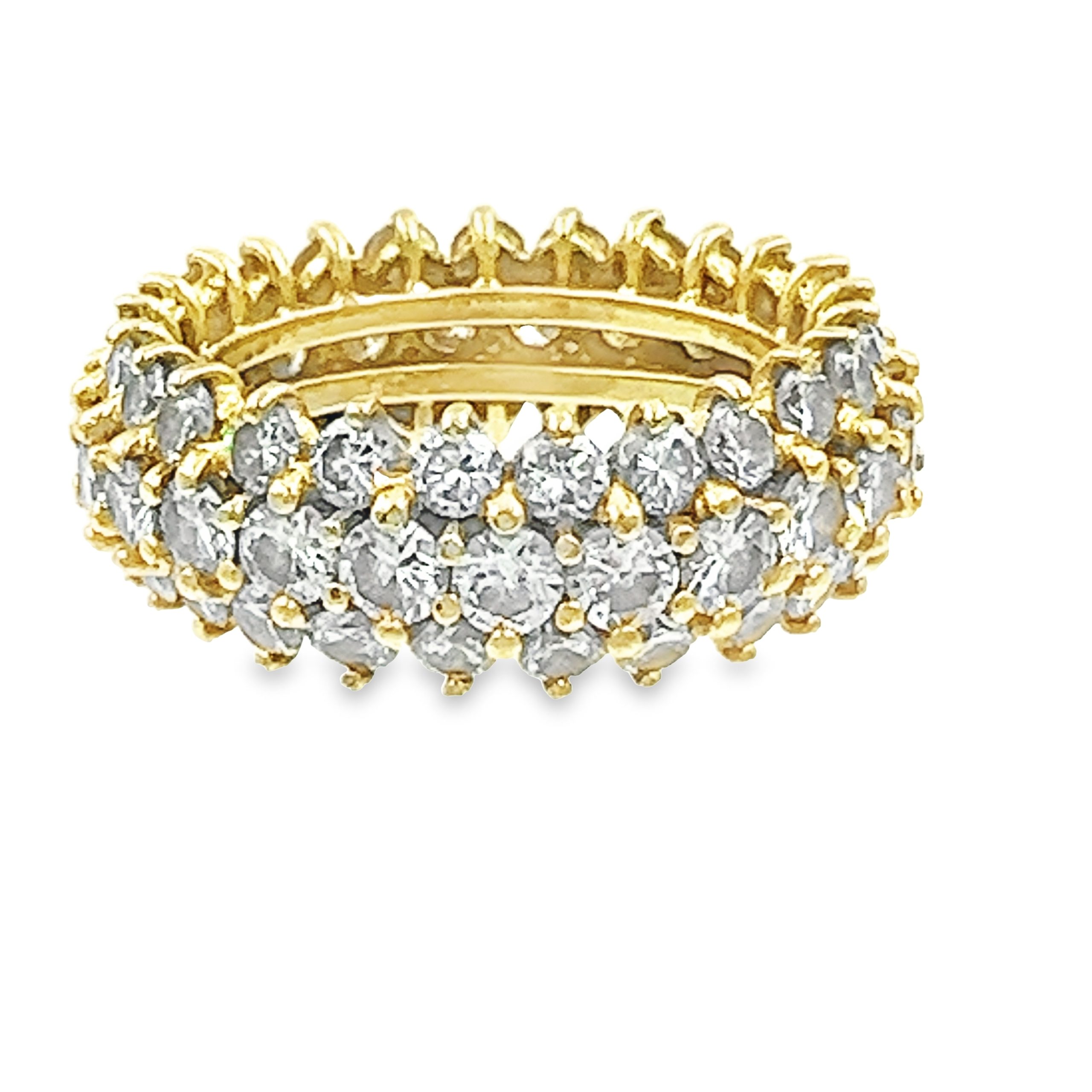 Estate Yellow Gold and Diamond Triple Row Eternity Ring