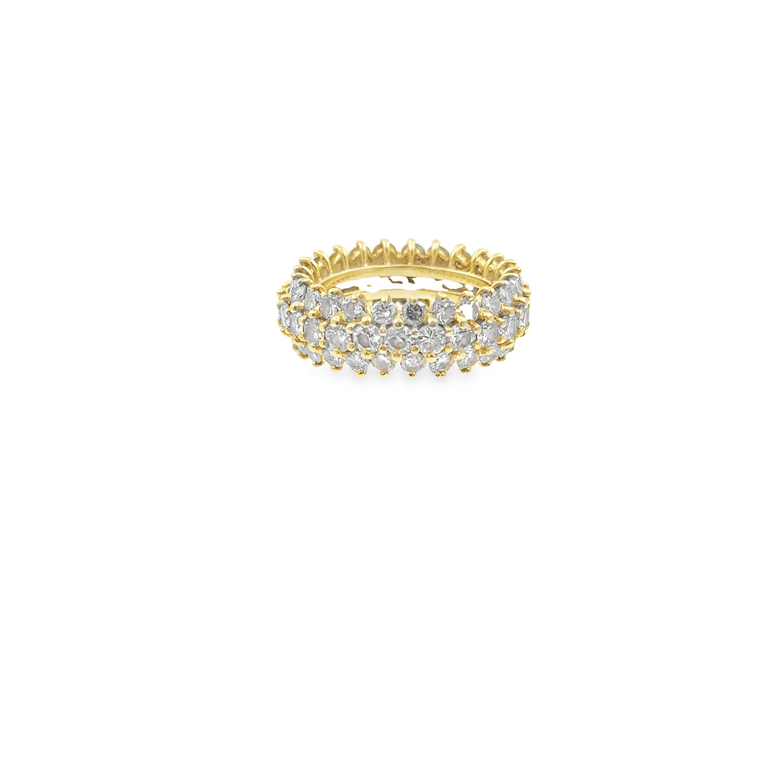 Estate Yellow Gold and Diamond Triple Row Eternity Ring