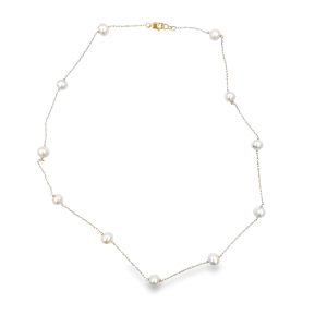 Estate Yellow Gold and Cultured Pearl Necklace