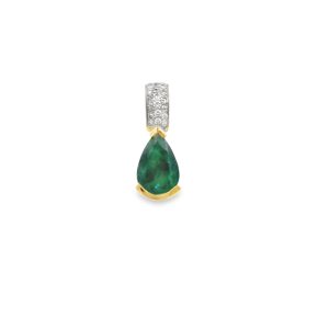 Estate Yellow Gold Diamond and Emerald Pendant