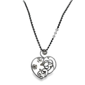 Estate Two Toned White and Black Diamond Opera Length Necklace