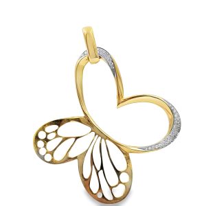 Estate Yellow Gold and Diamond Butterfly Pendant
