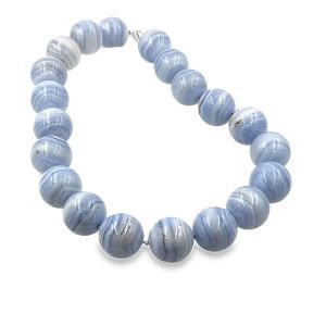 Estate Blue Lace Agate Bead Necklace