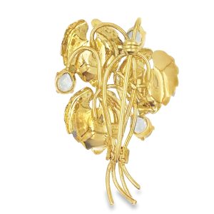 Estate Yellow Gold and Aquamarine Brooch by Spitzer & Furman Circa 1960's