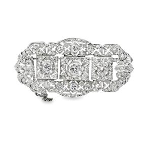 Estate Art Deco Platinum and Diamond Brooch
