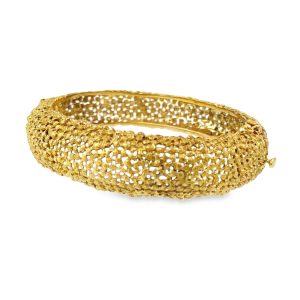 Estate Yellow Gold Brutalist Bangle Bracelet By JG Jack Gutschneider