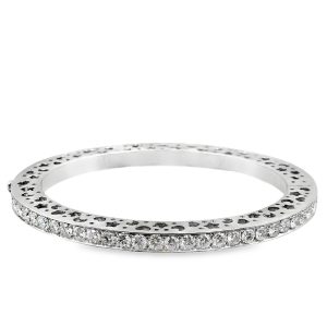 18K White Gold Diamond Bangle Bracelet.
