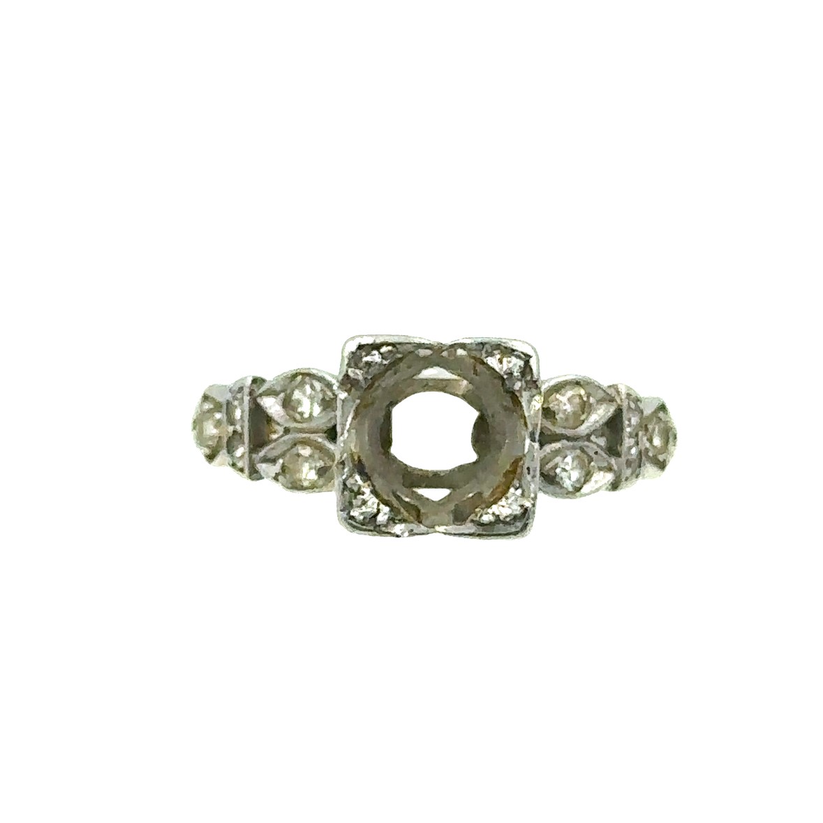 Estate Art Deco Platinum and Diamond Semi Mount Ring