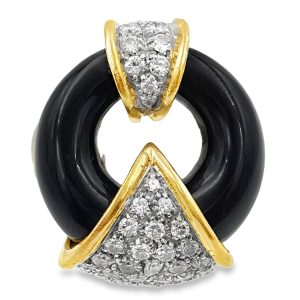 Estate Yellow Gold Onyx and Diamond Ring