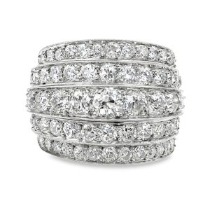 Estate Platinum and Five Row Diamond Ring