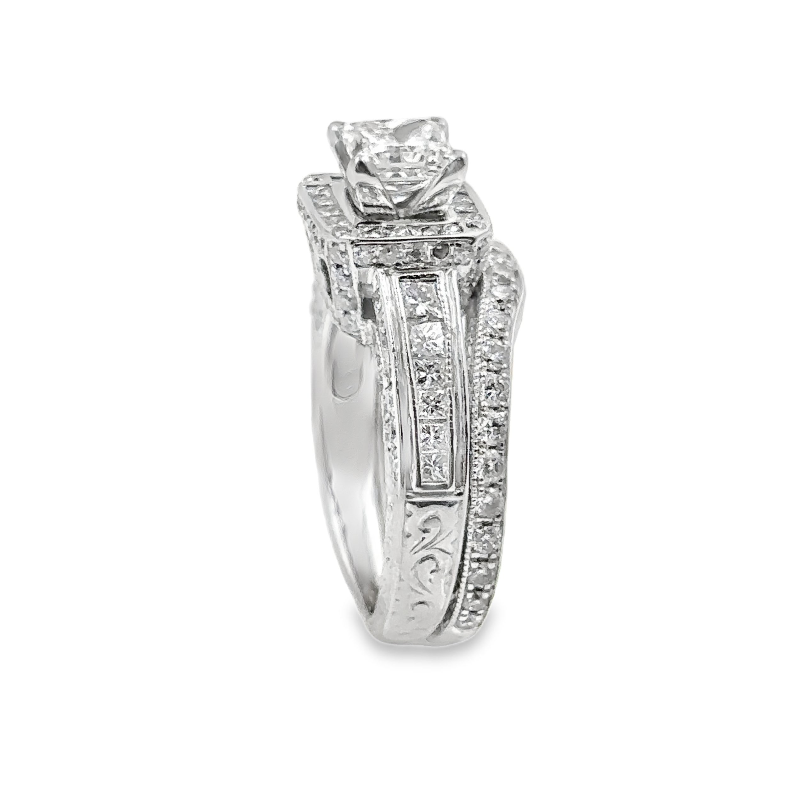 White Gold Diamond Wedding Band Set - Image 3