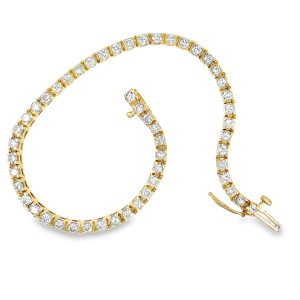 14K Yellow Gold Diamond Tennis Bracelet .