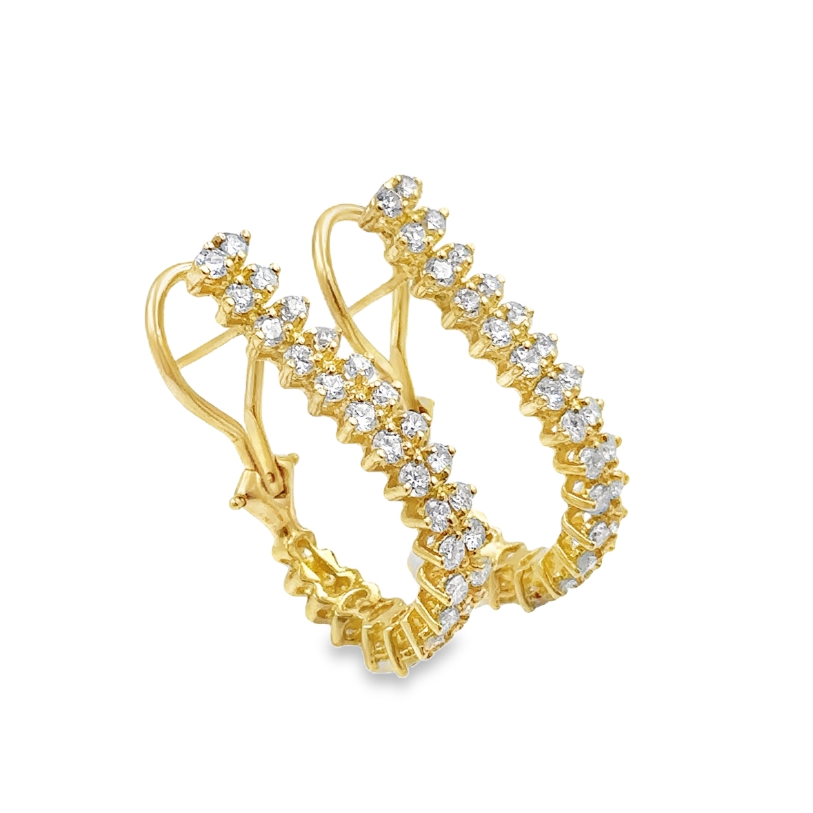 18K gold diamond hoop earrings. - Image 2