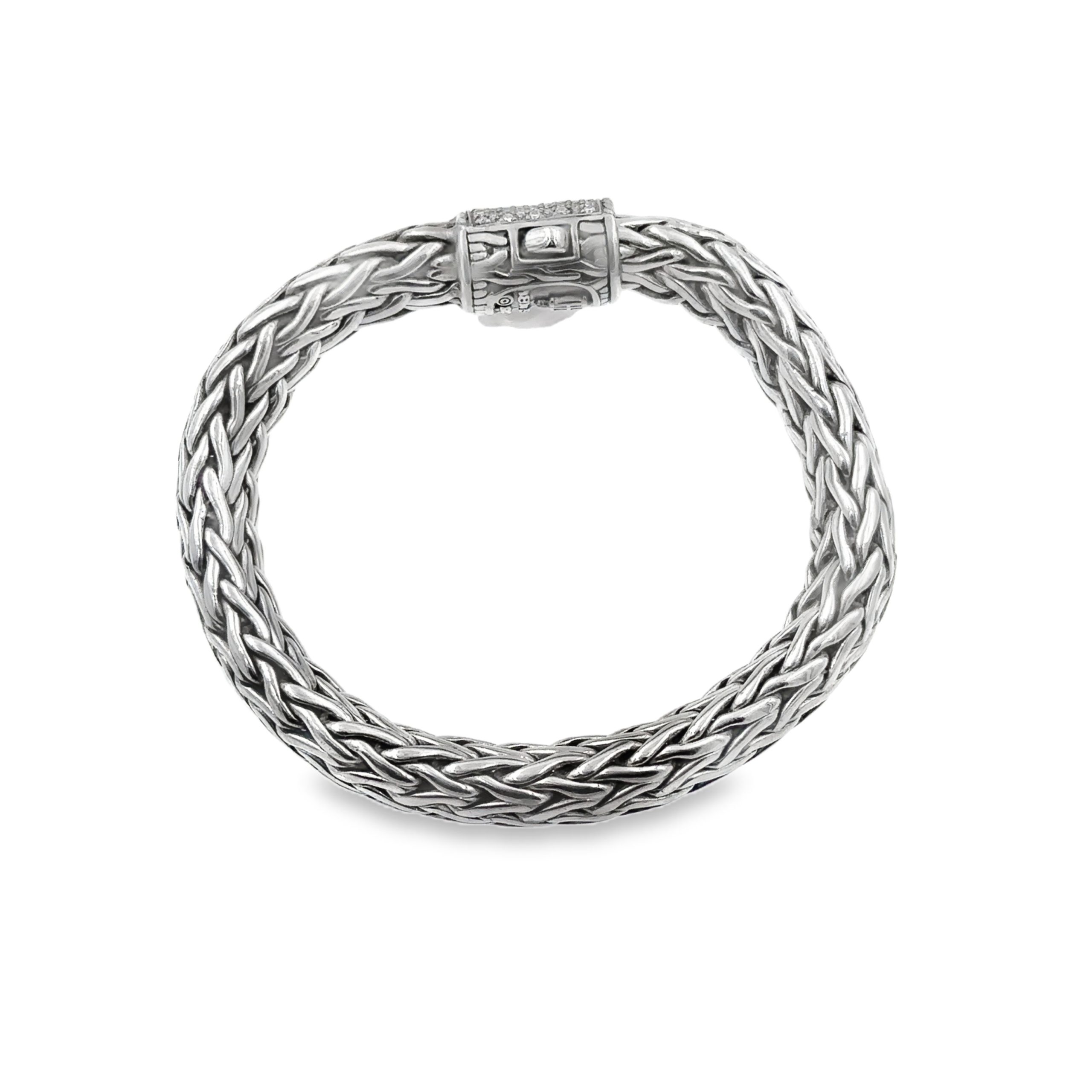 John Hardy Woven Cable Diamond Link Sterling Silver Bracelet. - Image 3