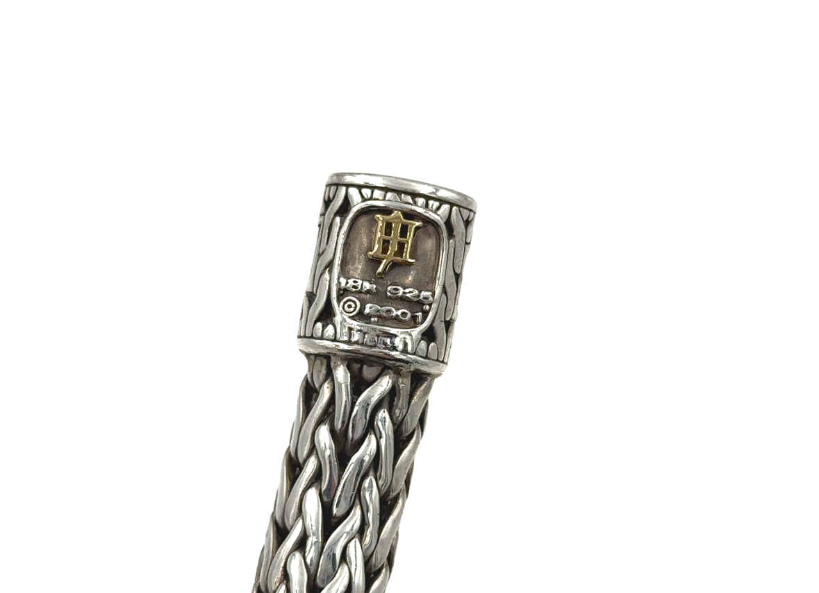 John Hardy Woven Cable Diamond Link Sterling Silver Bracelet. - Image 4