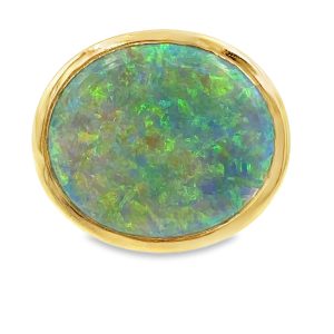 Bezel Set Black / Grey Australian Opal