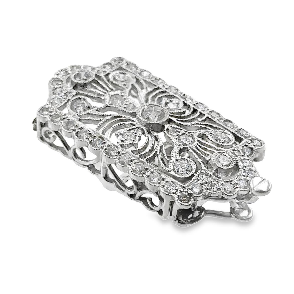 An 18K white gold diamond Art Deco style clasp. - Image 2