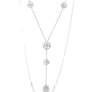 Estate White Gold Open Frame Geometric Design Necklace