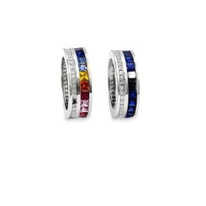Estate Collection of (2) Platinum, Diamond and Sapphire Double Row Eternity Rings by Roberto Procop