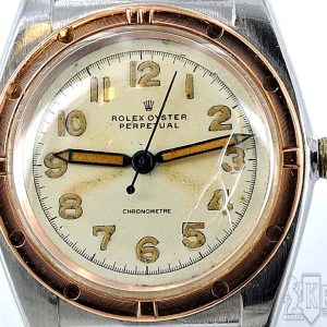 MK Personal Collection Rare Rolex Two Tone Bubble Back Pink and Steel Wristwatch Ref 3372 Circa 1946