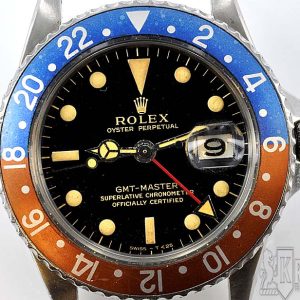 MK Personal Collection Rare Rolex GMT Ref 1675 Gilt Dial, Cornino Pointed Crown Guards Circa 1963.
