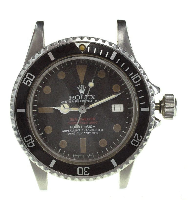 MK Personal Collection Unique Rolex Mark IV Double Red Sea-Dweller With Brown Markers, Ref 1665 Wristwatch Circa 1974