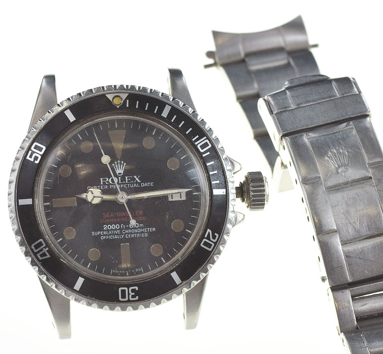 MK Personal Collection Unique Rolex Mark IV Double Red Sea-Dweller With Brown Markers, Ref 1665 Wristwatch Circa 1974