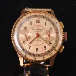 MK Personal Collection Exquisite NOS 18K Rose Gold Breitling Chronomat Ref 769 Wristwatch Circa 1943