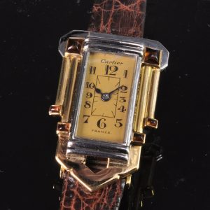 MK Personal Collection Art Deco Platinum and Gold Citrine Cartier Wristwatch