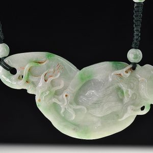 Late 19th Century Natural Carved Jade Immortal Necklace