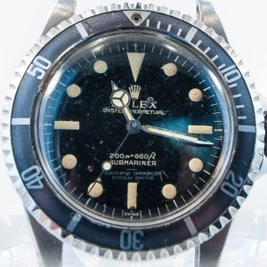 MK Personal Collection Rare Gilt, Four Line, Underline, Dial Rolex Submariner Wristwatch Ref 5512 Pointed Crown Circa 1963