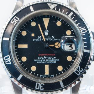 MK Personal Collection Super Rare Rolex Red Submariner Wristwatch Ref 1680 Circa 1970