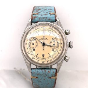 MK Personal Collection Very Rare Rolex Monoblocco Round Button Chronograph Wristwatch Ref 4500 Circa 1947