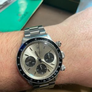 MK Personal Collection - Fine Steel Rolex "Small" Daytona Cosmograph Wristwatch Ref. 6240/39 with Box and Papers