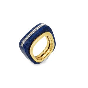 Vintage 18K Sodalite and Diamond Band